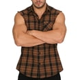 thumbnail image 3 of Chiccall Flannel Plaid Sleeveless Shirts for Men Casual Button Down Western Muscle Vest with Pocket, 3 of 8