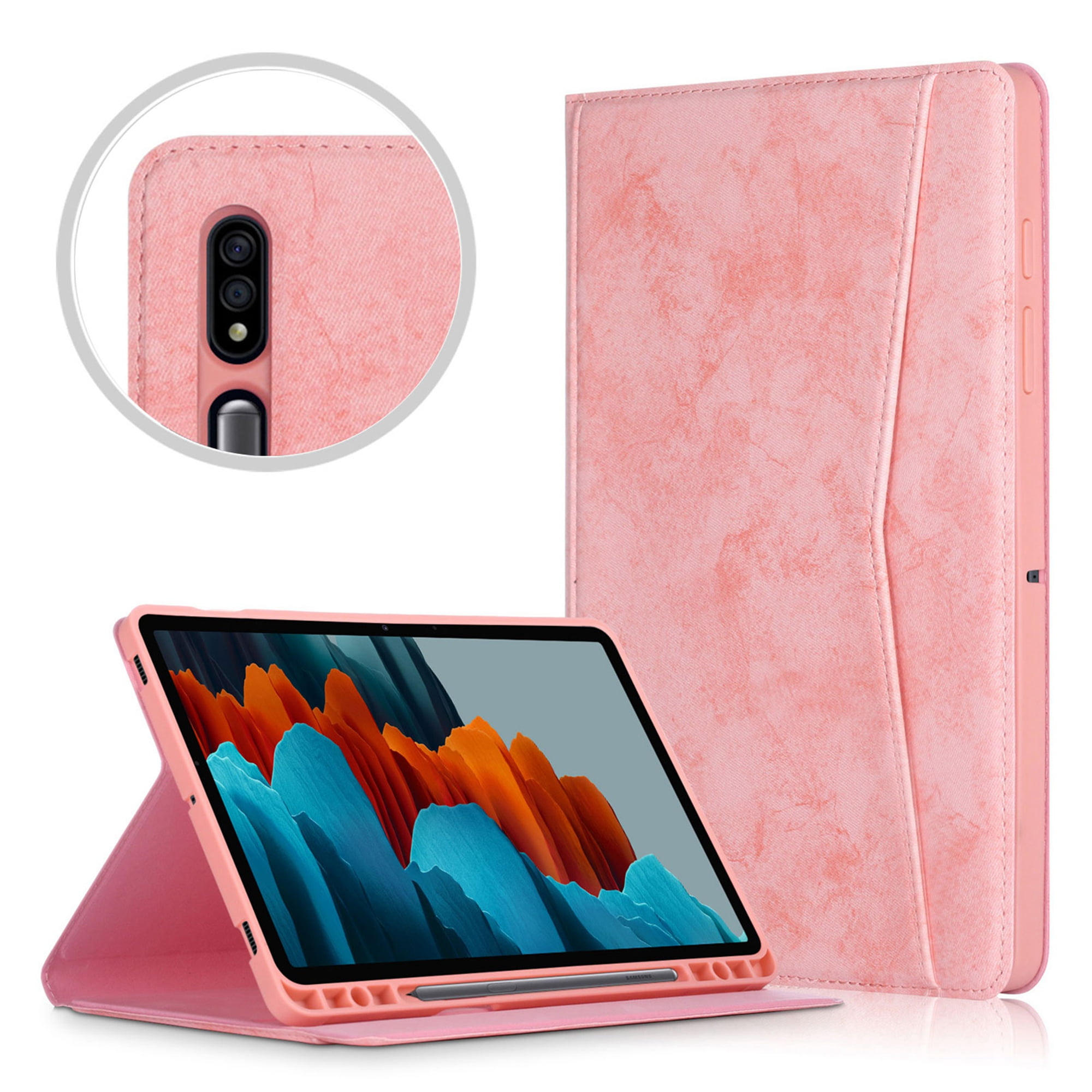 Samsung Galaxy Tab S7 Plus 12.4 inch Case, Dteck Preminm Leather MultiAngle Viewing Folio Smart
