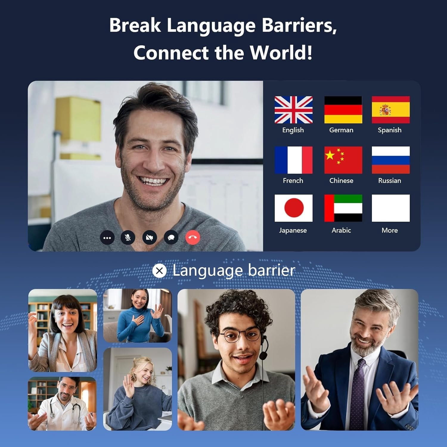 AI Translation Earbuds Real Time 144 Languages Clip On Earphones Translator Headphones Audifonos Traductores Inglés Español Bluetooth 60H Playtime Headphones for Travel Business Meeting Learning
