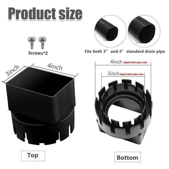 Downspout Adaptor to Drain Pipe, Roof Rain Gutter Downspout Extensions Universal, Downspomk7194