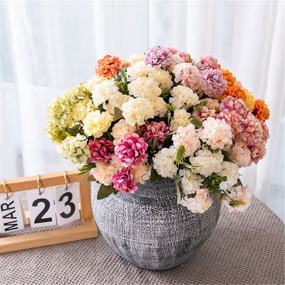 Hydrangea Artificial Flowers Real Touch Fake Hydrangea Flowers Realistic 12Inch 1 Branch Faux Floral Stems for Wedding Bouquets Home Party Table Centerpieces Vase Decor