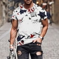 thumbnail image 5 of Big & Tall Patriotic Tshirts Short Sleeve Summer Stars Crewneck July 4th Graphic Tees Independence Day Light Blue, M, 5 of 5