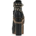 thumbnail image 3 of Jessica Simpson Lannoli Black Leather Studded Chain Lace Up Block High Heel Boot (Black, 11), 3 of 6