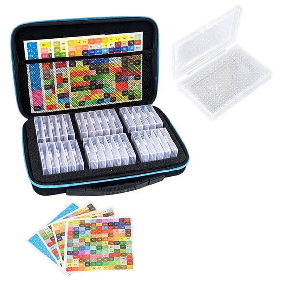Diamond Painting Storage Box 1-Pack – 32-Compartment Round Drill Organizer with Foam Tray for Crafts,Blue