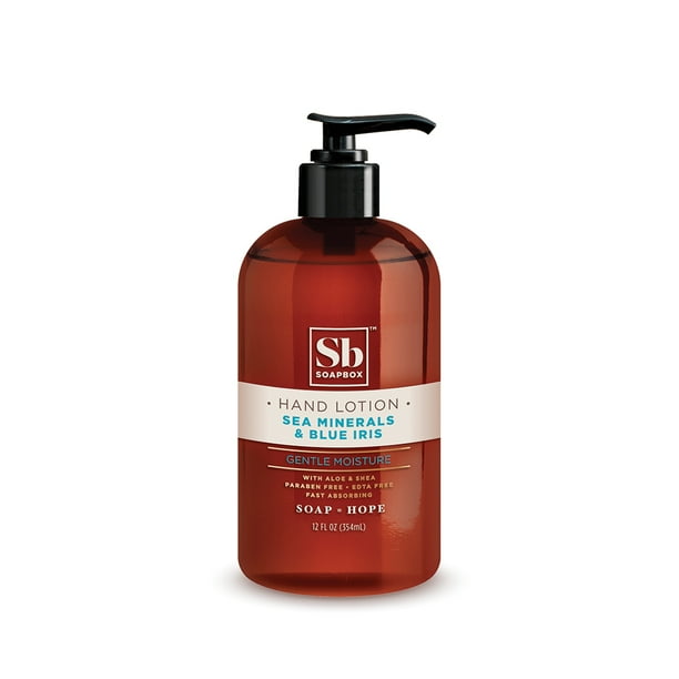 Soapbox Sea Minerals & Blue Iris Gentle Moisture Hand Lotion with Argan Oil and Shea Butter , 12