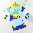 thumbnail image 2 of Gelikeya Boys Swim Suit Size 5-6 Swimsuits Short Sleeve Kids Bathing Suits Boys Rash Guard Sets with Hat 3 Piece (Toddlers, Z07 Blue, 5-6 Years), 2 of 8