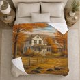 thumbnail image 5 of Printed Flannel Throw Blanket with Rustic Autumn Farmhouse Wild Turkeys, 5 of 9