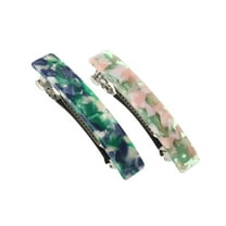 Vocoste 2 Pcs Hair Barrettes Tortoise Shell Hair Clips Acetate French Hair Barrettes for Thick Hair Green Pink