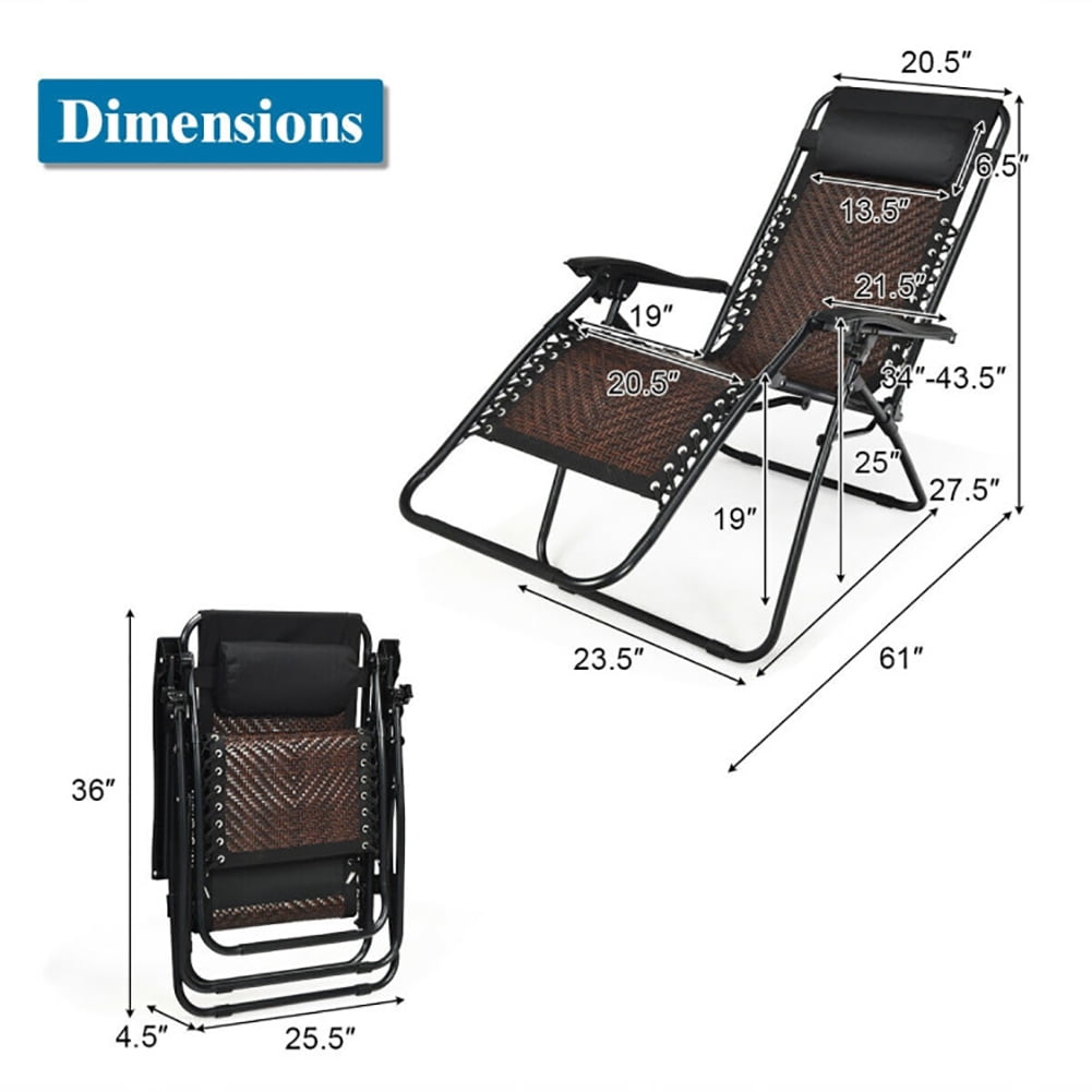 Aimee Lii 2 Pieces Folding Patio Rattan Zero Gravity Lounge Chair, Outdoor Patio Furniture, Light Brown