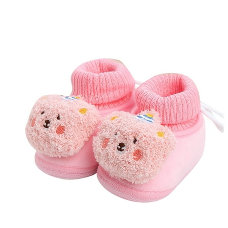

Toddler Girl Shoes Size 12 For 0 Months-6 Months Winter Children Todller Boys And Floor Non Slip Plush Warm And Comfortable Elastic Cute Cartoon Animals Toddler Sneakers Black
