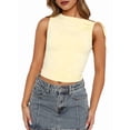 thumbnail image 4 of Women Going Out Summer Tank Tops Basic Cute Sleeveless Crop Top Vacation Fashion Outfit Clothes Yellow M, 4 of 9