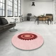 thumbnail image 4 of Ahgly Tapis Rond Lavable en Machine Intérieur Transitionnel Rouge, 3 Pieds Rond, 4 of 7