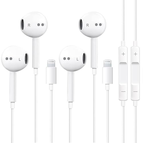Auriculares para iPhone, paquete de 2 auriculares con cable con micrófono incorporado y control de volumen, compatibles con iPhone 14/13/12/11 Pro Max/Xs Max/XR/X/7/8 Plus