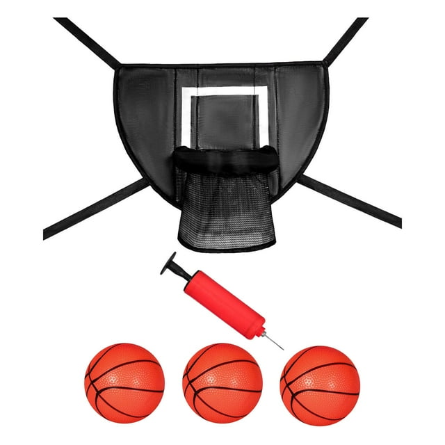Mini Basketball Hoop for Trampoline Outdoor with Connection Ropes with Ball Pump Black 45x35cm
