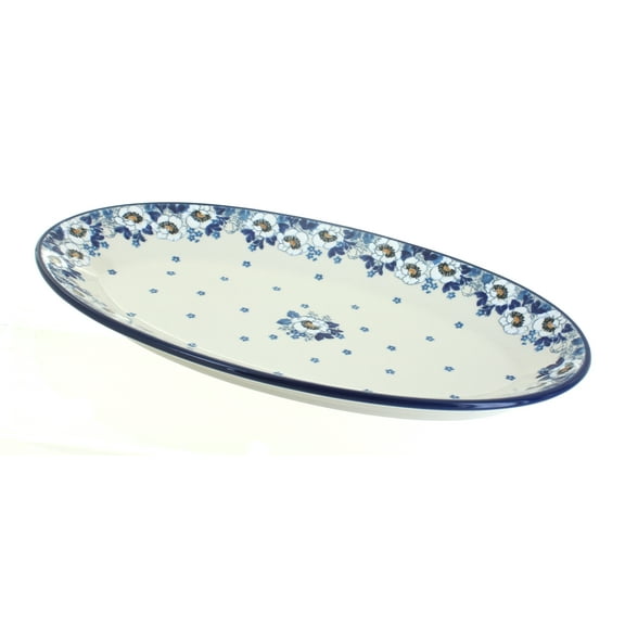 Blue Rose Polish Pottery Georgia Blue Oval Platter