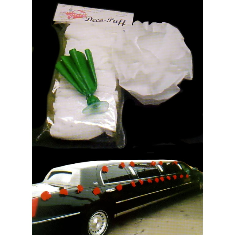 12 Plastic Flower Poms with Suction Cups Car/Limo Decoration Deco-Puffs - Red and White Mix
