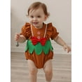 thumbnail image 4 of BemeyourBBs Newborn Baby Girls Christmas Outfit Gingerbread Romper Short Sleeves Round Neck Ruffled Jumpsuits Infant Xmas Warm Clothes, 4 of 8