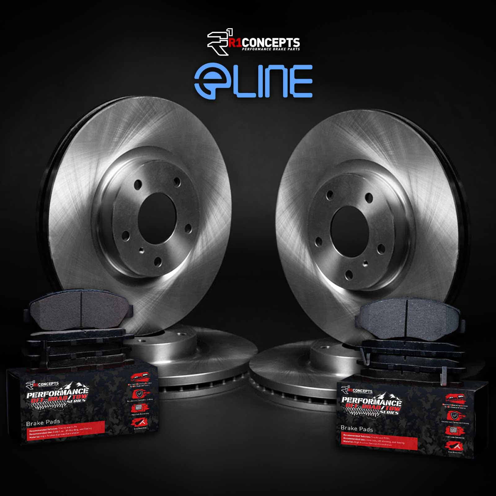 R1 Concepts Front Rear Brakes and Rotors Kit |Front Rear Brake Pads| Brake Rotors and Pads| Performance Off-Road Brake Pads and Rotors WFVN2-46006