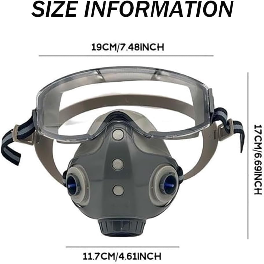 Dust Proof Integrated Respirator Mask, Reusable Full Face Protective Gear for Industrial Work, Anti-Fog Safety Face Shield