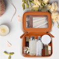 thumbnail image 2 of Bolsa de maquillaje Prite, grande, transparente, de doble capa con compartimento para brochas, 2 of 7