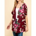thumbnail image 2 of Made by Johnny Women's Kimono Style Short Sleeve Dolman Cardigan XXXL WINE_FLORAL, 2 of 6