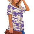 thumbnail image 2 of CHOK Hauts d'Été à Manches Courtes pour Femmes Tunique Décontractée Imprimée Florale Col en V Mignon T-Shirts Fluides Blouse, 2 of 6