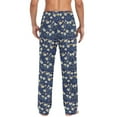thumbnail image 2 of Men's Lightweight Pajama Bottoms Purple Poppy Pattern Stretch Elastic Waist Side Pockets Spring Fall, 2 of 7