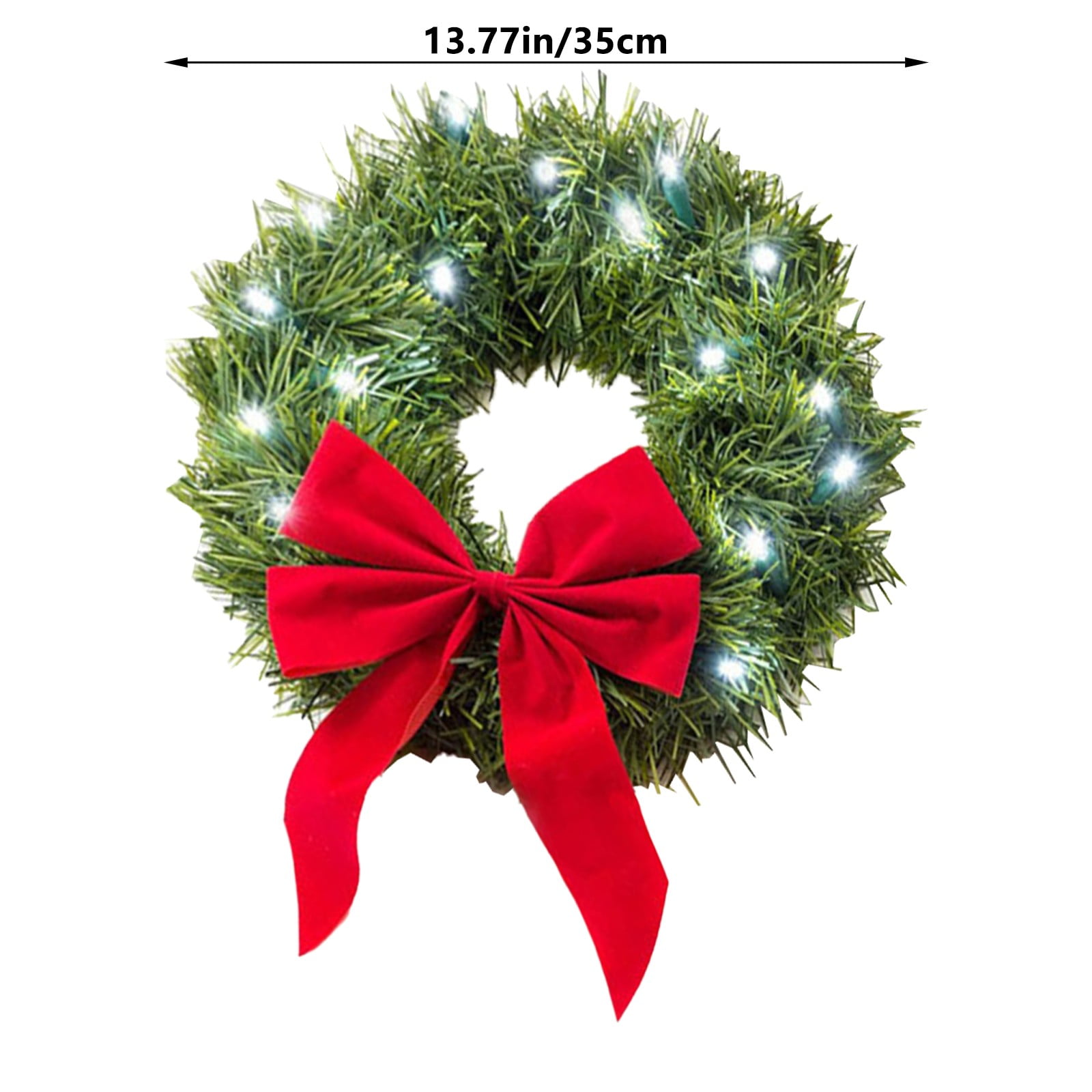 CASAFUN Pre-Lit Artificial Christmas Wreath Garland with Lights, Flocked Xmas Door Wreath Christmas Decoration for Front Door Window Outdoor Fall Winter