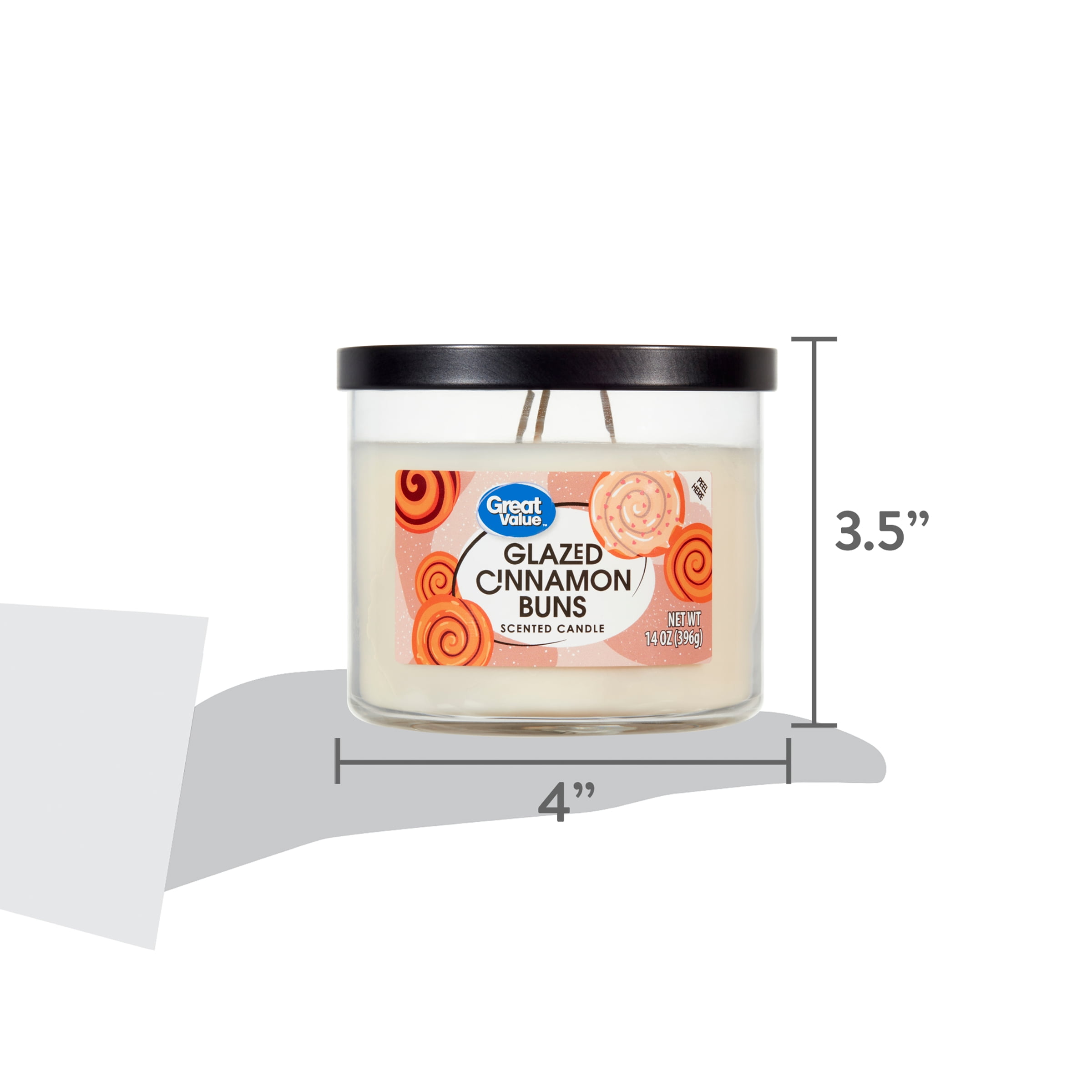 (4 pack) Great Value Glazed Cinnamon Buns Scented Candle, 14 oz