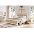 thumbnail image 2 of Negra platform marco de cama con boho cane cabecero, strong metal slats, noise-free, no box spring required, 2 of 7