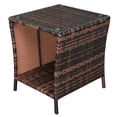 thumbnail image 6 of HiiKaa 19in Wicker Rattan Side Table,Outdoor Square Rattan Coffee End Table with Tempered Glass Top and Storage for Patio Porch Lawn Brown, 6 of 9