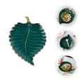thumbnail image 3 of Shisuyan 1Pc Creative Leaf Shaped Jewelry Plate Multifunction Dessert Cake Tray Green, 3 of 9