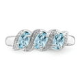 thumbnail image 5 of 925 Sterling Silver Rhodium Aqua and Diamond Ring Size 8 Measures 2mm Wide - Ring for Women, 5 of 6
