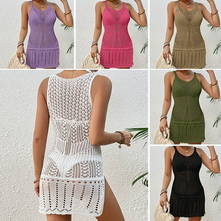 Mothers Day Gifts For Mom AXXD Womens Cover Ups Bathing Suit Hollow Out Sheer Crochet Cover Ups Bikini Swimsuit Beach Loose Sling Skirt