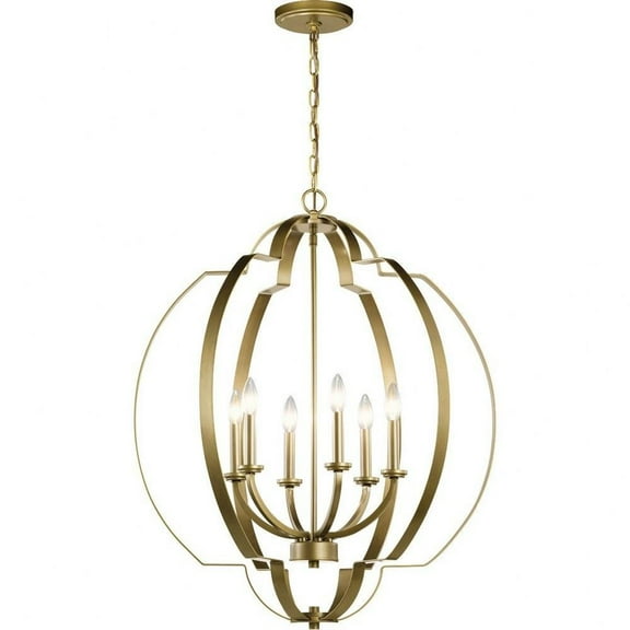 6 Light Foyer Chandelier 32.5 inches Tall By 27.75 inches Wide-Natural Brass Finish Bailey Street Home 147-Bel-4187287