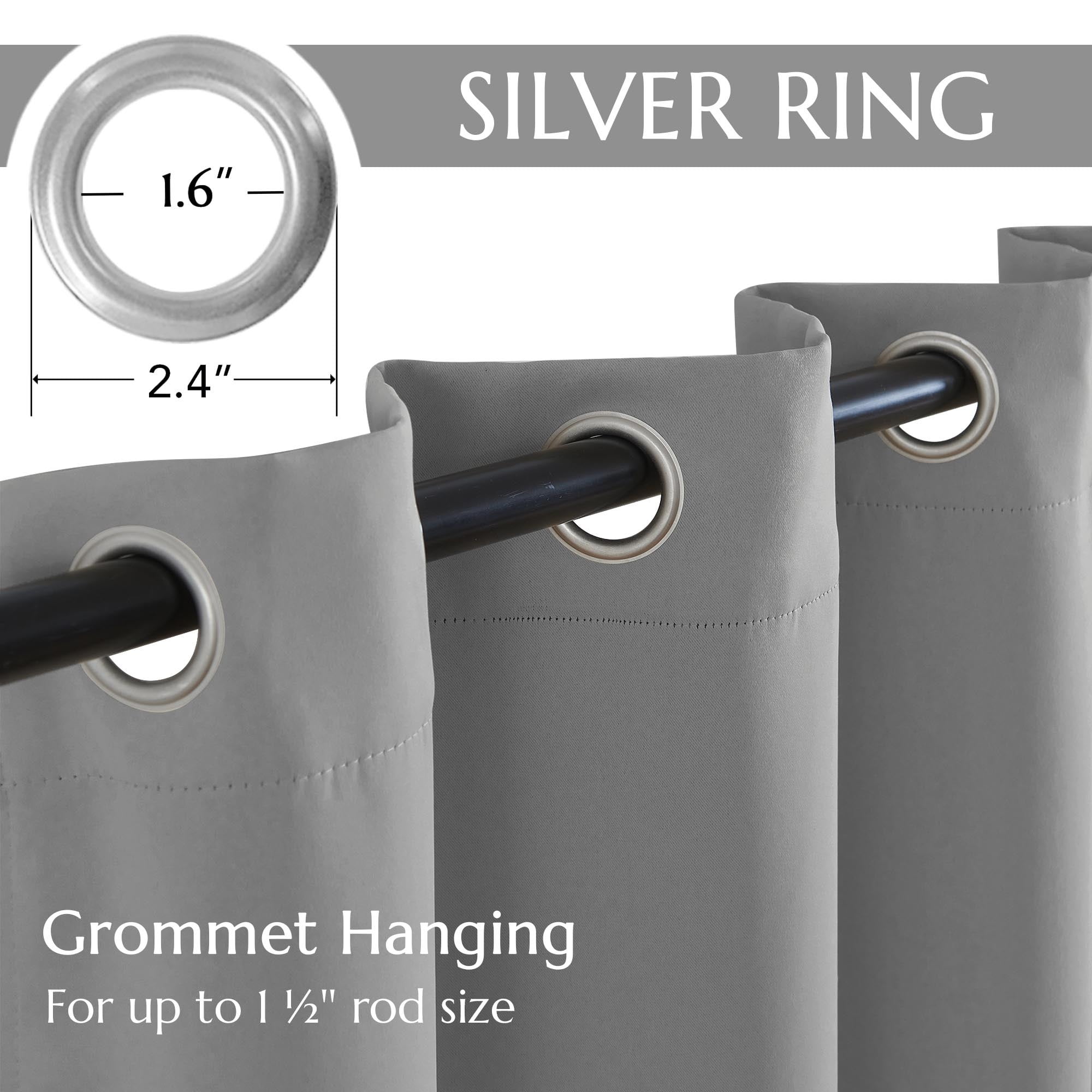 Curtainking Blackout Curtain and Drapes Bedroom Curtains 40x84 inch Solid Grommet Curtains for Living Room, Grey, 2 Pcs