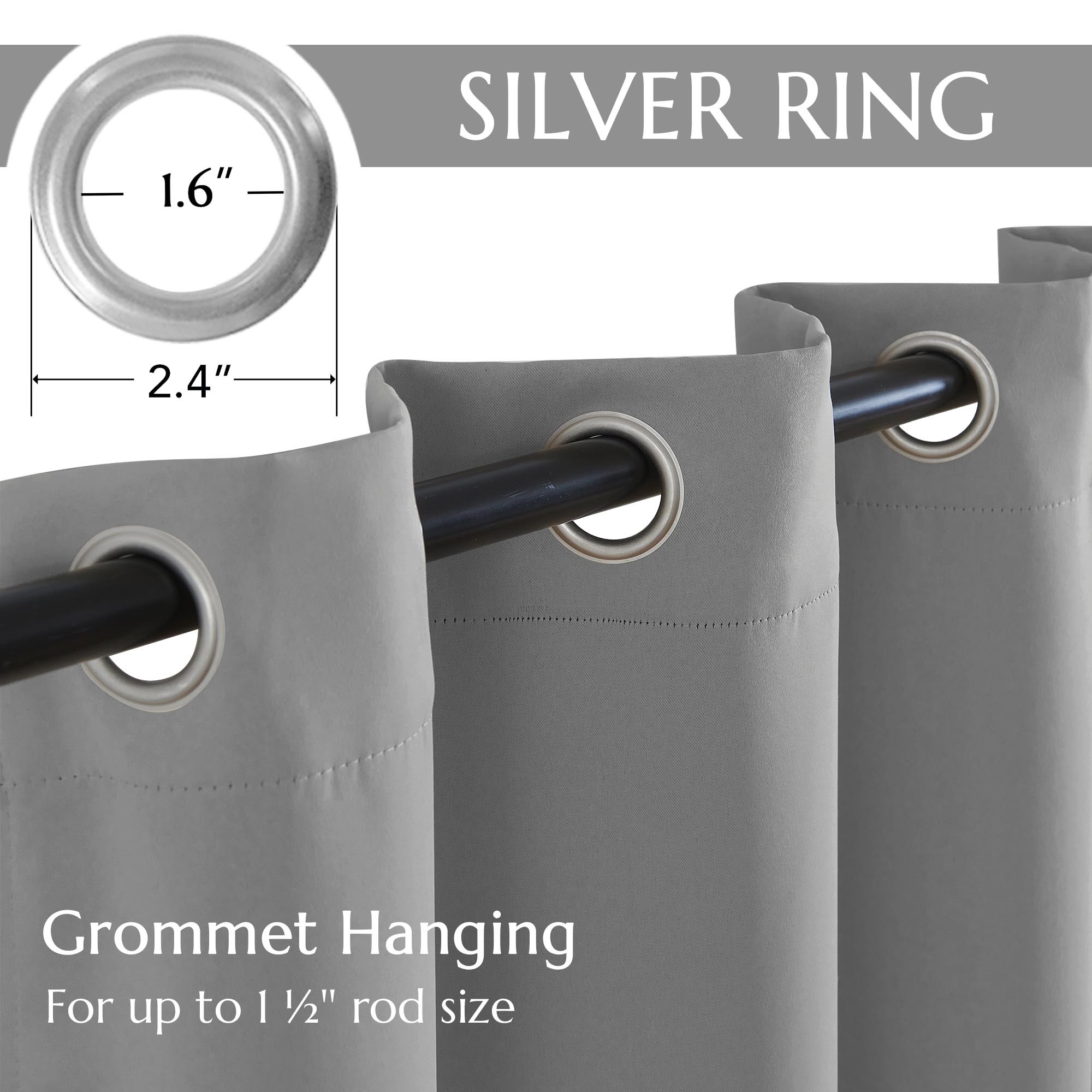 Curtainking Blackout Curtains, Gray, 40x84 Inches, 2 Panels photo 6