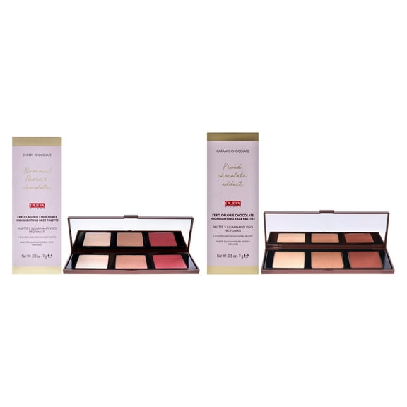Pupa Milano Zero Calorie Chocolate Highlighter Palette Kit , 2 Pc Kit 0.315oz Highlighter - 001 Cherry Chocolate, 002 - Caramel Chocolate