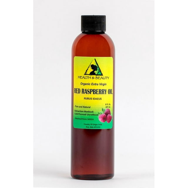 Huile de Graines de Framboise Rouge Non Raffinée Biologique extra Vierge Pressée à Froid pure 8 oz