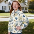 thumbnail image 4 of COEQINE Girls Printed Sweatshirt, Quarter Zip Long Sleeve Cute Pullover Loose Fit, Drop Shoulder Fall Tops Shirts for Youth Kids 7-8 Year Olds, Starfish Coral Conch Beige, 4 of 7