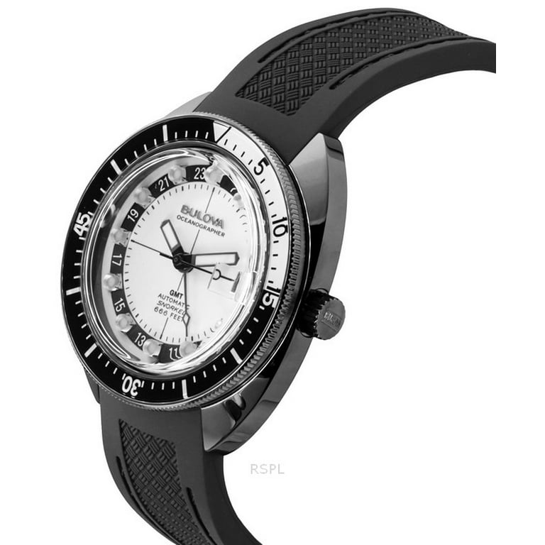 Bulova Oceanographer GMT PU Strap Full Lume White Dial Automatic