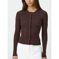 thumbnail image 3 of Sylvamorning Women's Cardigan Solid Color Sweater Long Sleeve Crew Neck Knitwear Button Up Jumpers Tops Ribbed Tops Trend Clothes for Autumn, 3 of 6