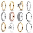thumbnail image 2 of Pandora2023 nuevo brillante herbario Cluster anillo abierto espumoso amor mensaje anillos para las mujeres atemporal pavimentar doble corazón anillo ajuste 925 Plata de Ley regalo de la joyería Origin, 2 of 4