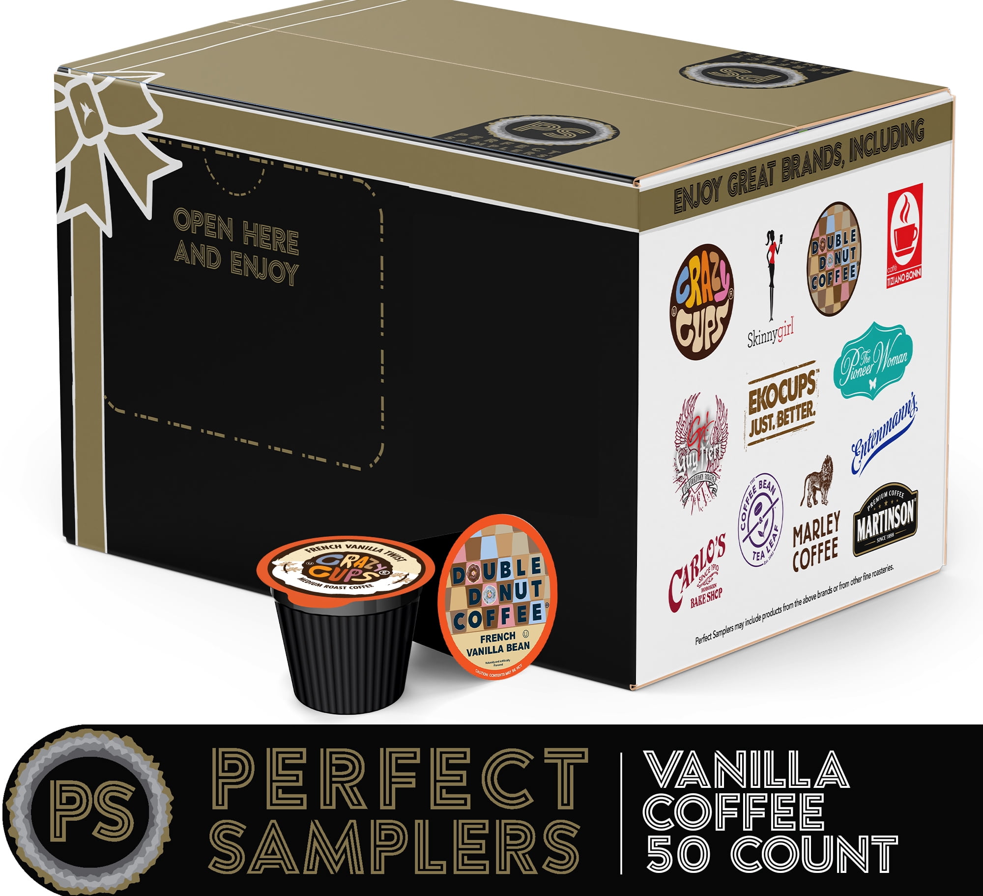 Perfect Samplers French Vanilla Coffee Pods Variety Pack, Medium Roast Coffee for Keurig K Cups Machines, Vanilla Coffee Pods Sampler, 50 Count