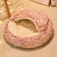 thumbnail image 4 of Cat Bed Round Soft Plush Burrowing Cave Hooded Cat Bed Donut for Dogs & Cats, Faux Fur Cuddler Round Comfortable Self Warming Pet Bed, 4 of 6