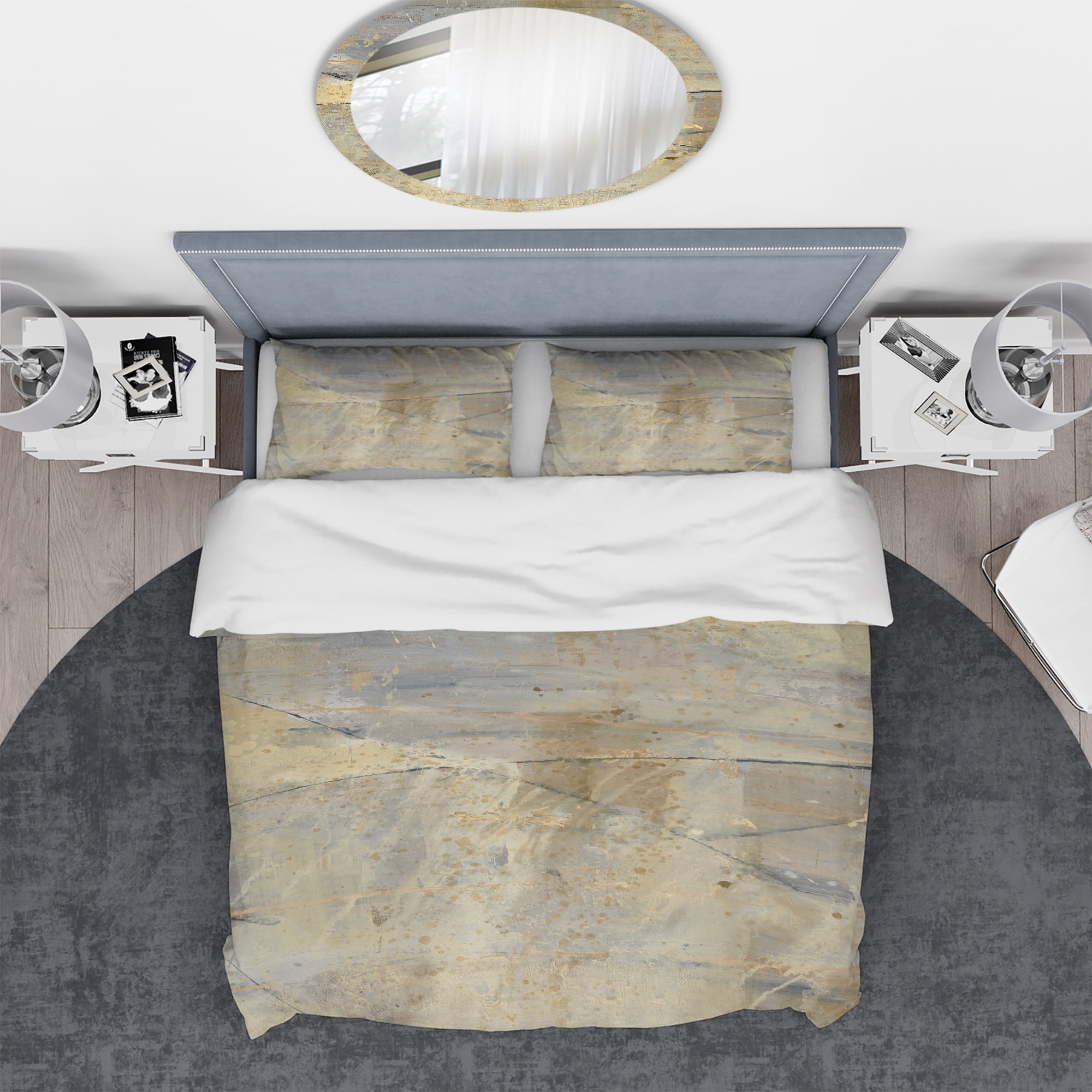Designart 'Geometric Cream Block I' Geometric Duvet Cover Set
