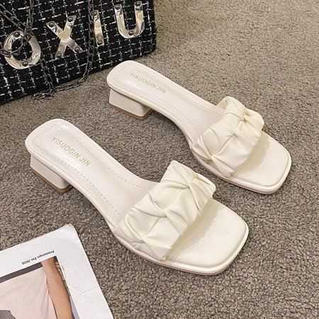 

Slippers Women‘s Summer Outfit Mid-Heel Sandals Women‘s New High Heels Summer Women‘s Thick Heel Slide Sandals