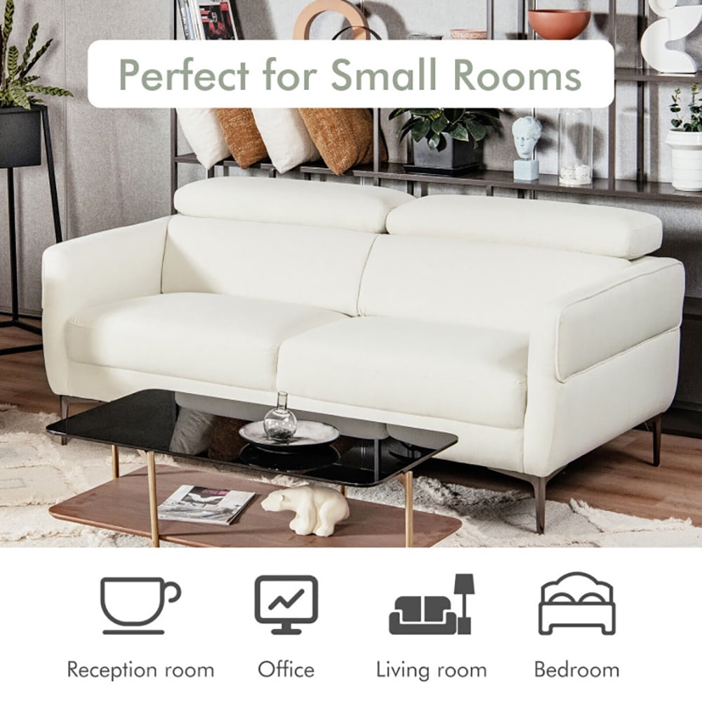 Finihen Loveseat Sofa, Modern Loveseat Sofa Couch, 72.5 Inch Modern Fabric Loveseat Sofa Couch with Adjustable Headrest, for Living Room, Bedroom, White Finihen Loveseat Sofa, Modern Loveseat Sofa Couch, 72.5 Inch Modern Fabric Loveseat Sofa Couch with Adjustable Headrest, for Living Room, Bedroom, White
