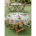 thumbnail image 3 of Easter Outdoor Tablecloth - 54 Inch Round Dining Table Cover, Spring Watercolor Bunny Eggs Wooden Grain Green Waterproof Outdoor Table Cloth with Umbrella Hole & Zipper for Picnic/Patio/Party, 3 of 7