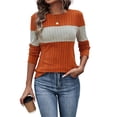 thumbnail image 1 of Blusas de Larga con Bloques de Color para Mujer, Conjuntos de Otoño, Suéteres de Invierno y Moda de Principios de Otoño. Naranja S, 1 of 9
